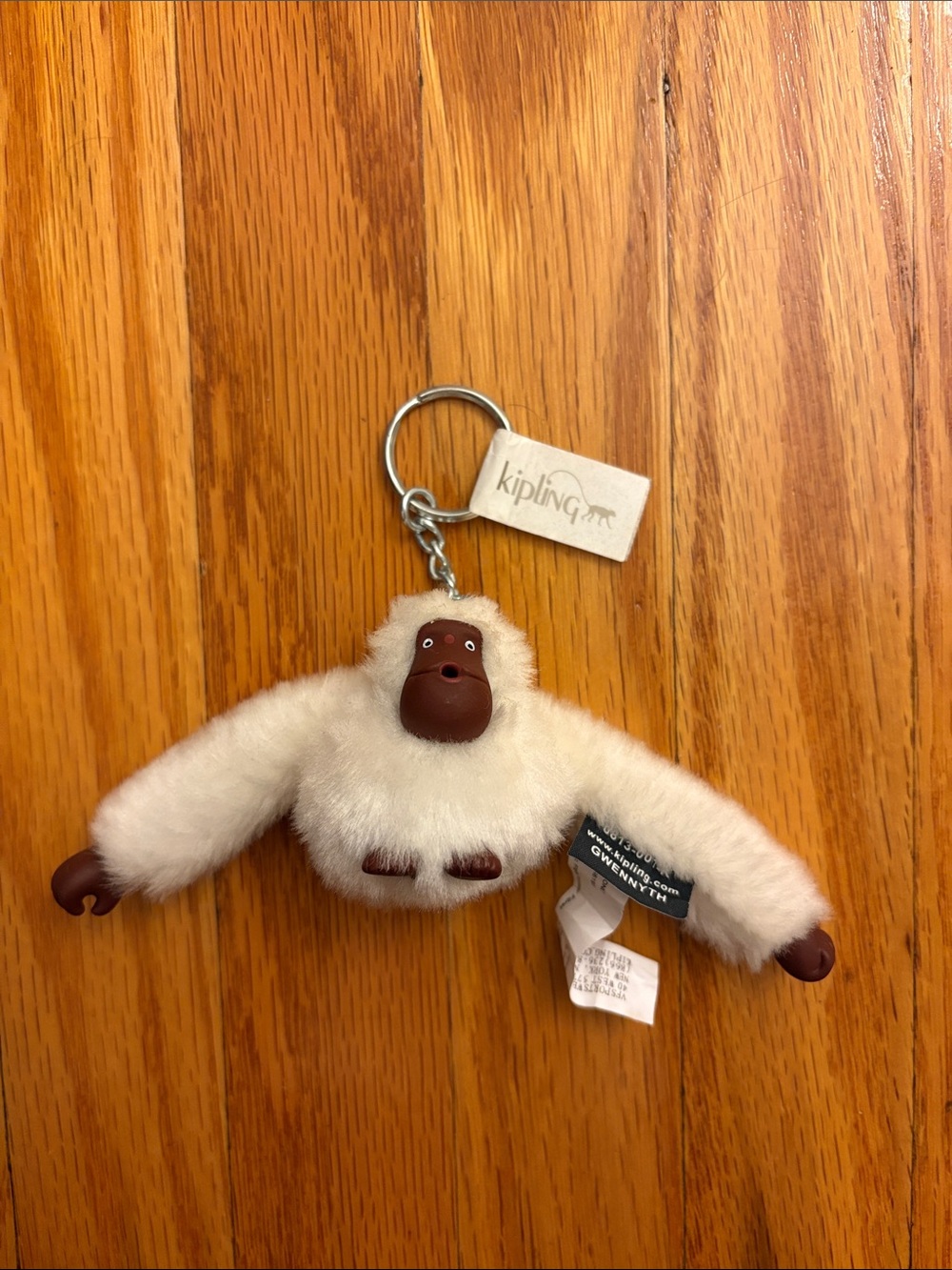Kipling Cream Plush Monkey Keychain
